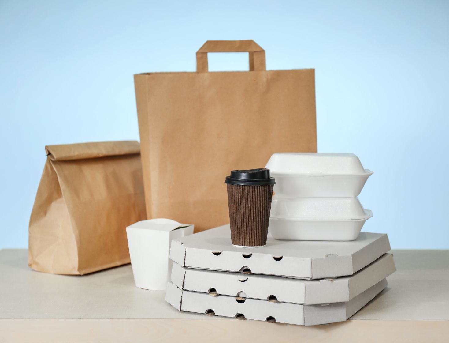 All kinds of paper products: paper bags, boxes, cups.