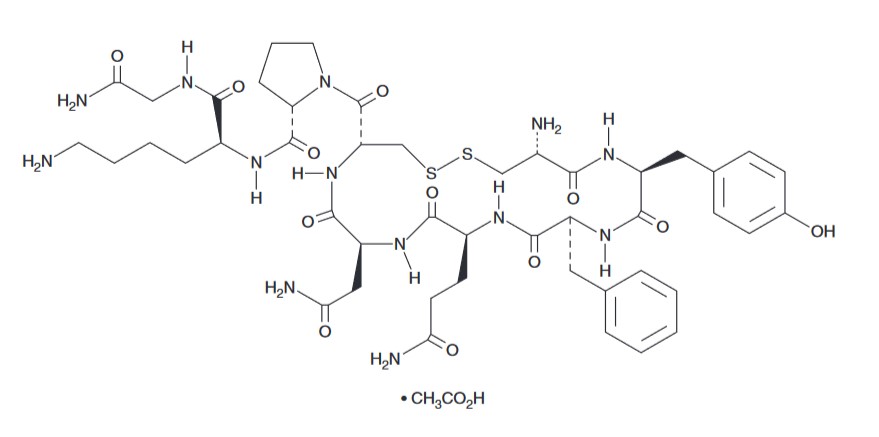 Amino acid sequence of arginine vasopressin (argipressin): Cys-Tyr-Phe-Gln-Asn-Cys-Pro-Arg-Gly-NH2.