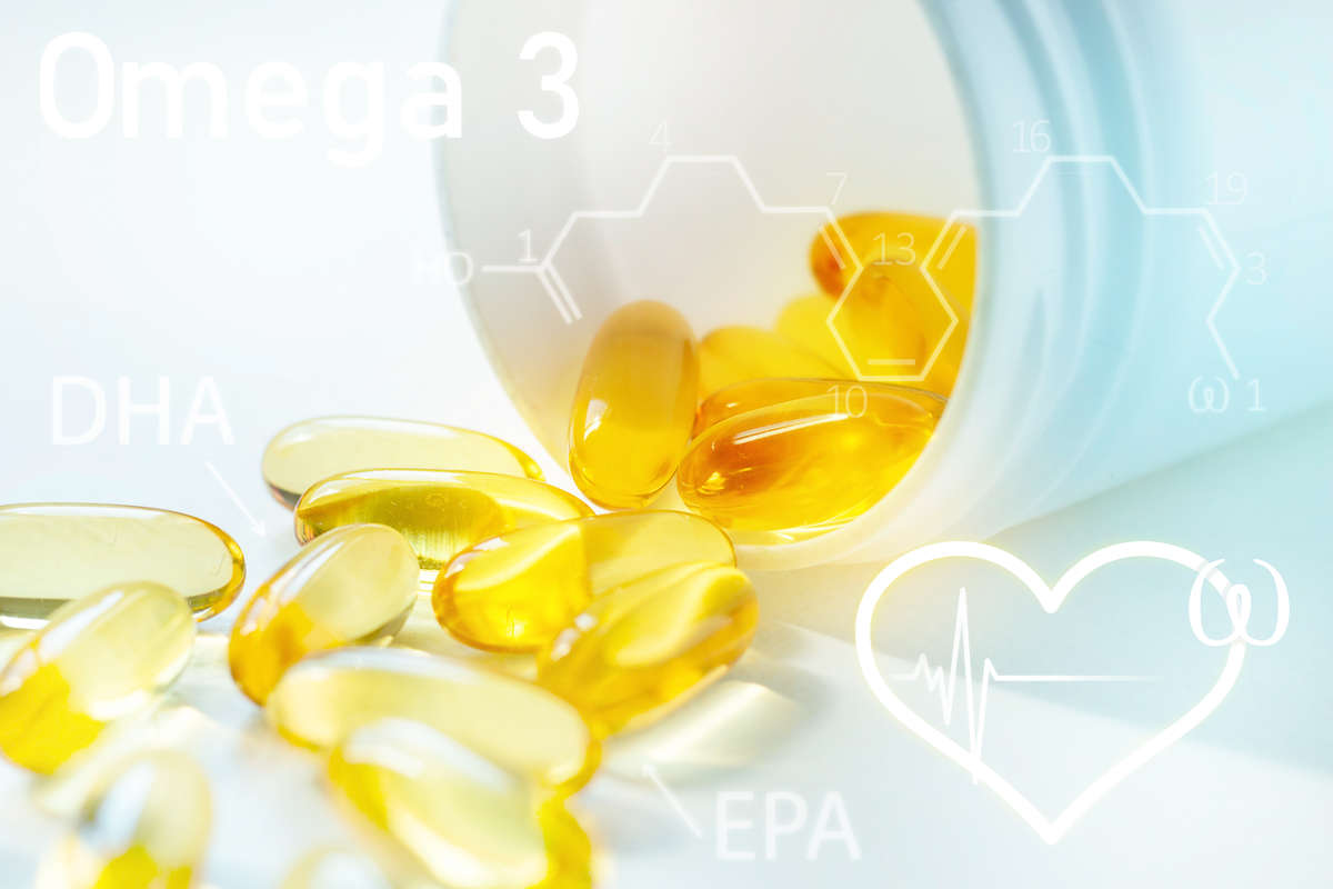 Omega 3 capsules.